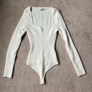 Abercrombie & Fitch knit bodysuit - cream/off white - small